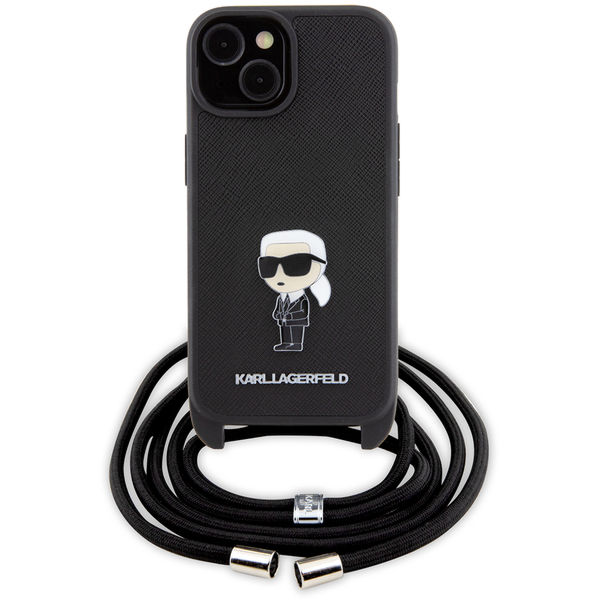Karl Lagerfeld - Saffiano Crossbody (KLHCP15SSASKNPSK) - iPhone 15 - Monogram Metal Pin Karl