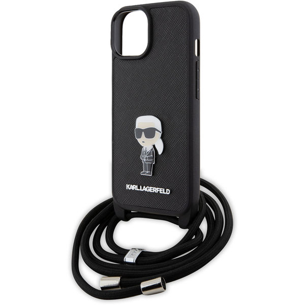 Karl Lagerfeld - Saffiano Crossbody (KLHCP15SSASKNPSK) - iPhone 15 - Monogram Metal Pin Karl