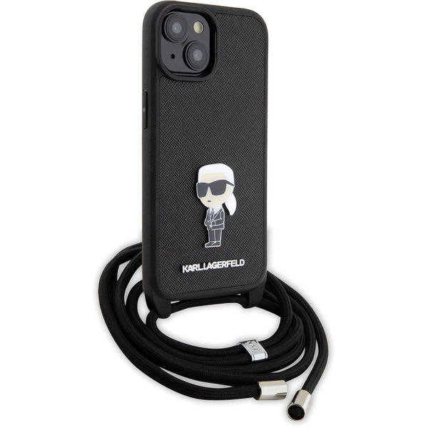 Karl Lagerfeld - Saffiano Crossbody (KLHCP15SSASKNPSK) - iPhone 15 - Monogram Metal Pin Karl