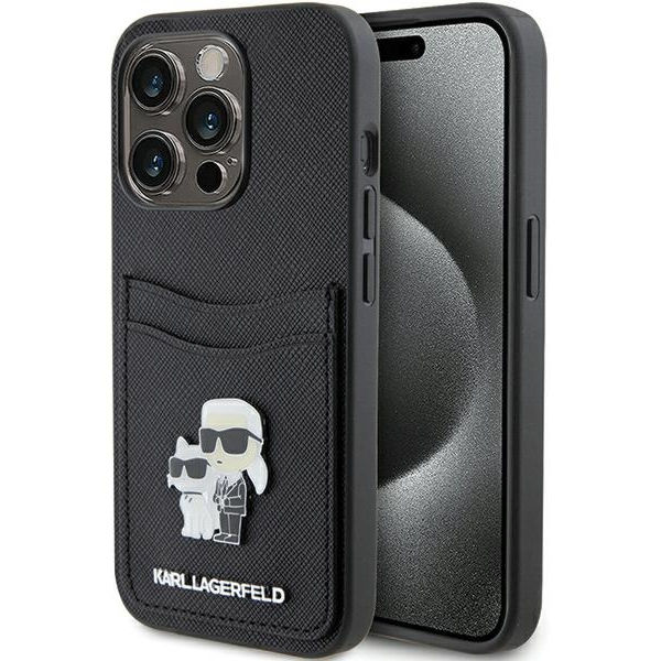 Karl Lagerfeld - Saffiano Cardslot (KLHCP15LSAPKCNPK) - iPhone 15 Pro - Karl&Choupette