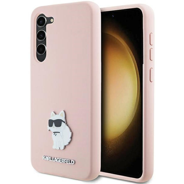 Karl Lagerfeld - Silicone (KLHCS23MSMHCNPP) - Samsung Galaxy S23 Plus - Pink Choupette Metal Pin