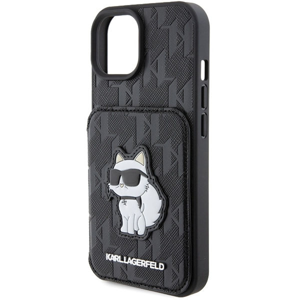 Karl Lagerfeld - Saffiano Cardslots and Stand (KLHCP15SSAKCNSCK) - iPhone 15 - Monogram Choupette