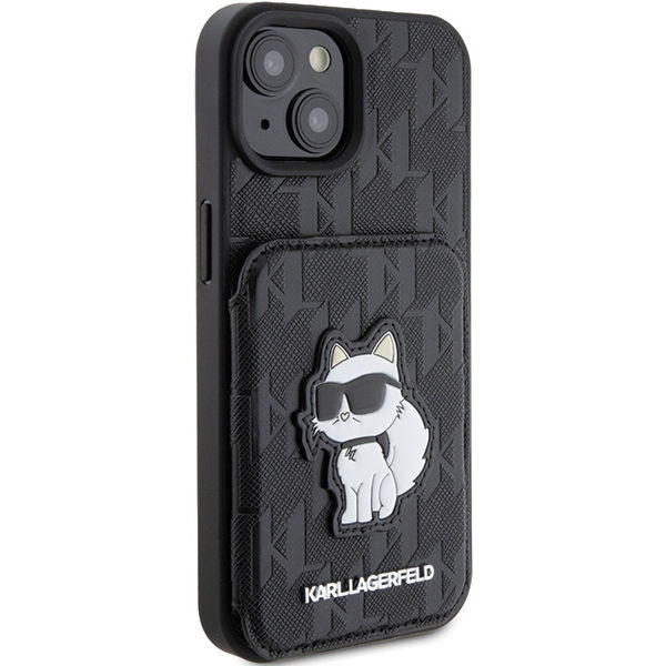 Karl Lagerfeld - Saffiano Cardslots and Stand (KLHCP15SSAKCNSCK) - iPhone 15 - Monogram Choupette