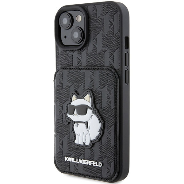 Karl Lagerfeld - Saffiano Cardslots and Stand (KLHCP15SSAKCNSCK) - iPhone 15 - Monogram Choupette