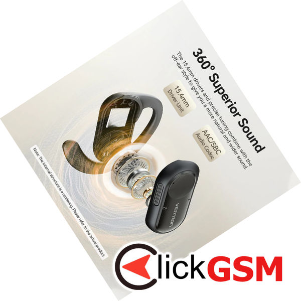 Vention - Wireless Headphones OpenBeat O11 (NBPN0) - Type-C, Bluetooth 5.3, Flexible Frame, IPX5, with Lanyard - Beige