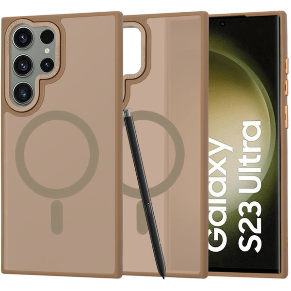 Techsuit - HaloFrost MagSafe Series - Samsung Galaxy S23 Ultra - Sandstone Brown