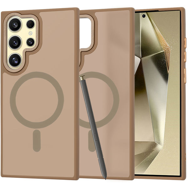 Techsuit - HaloFrost MagSafe Series - Samsung Galaxy S24 Ultra - Sandstone Brown