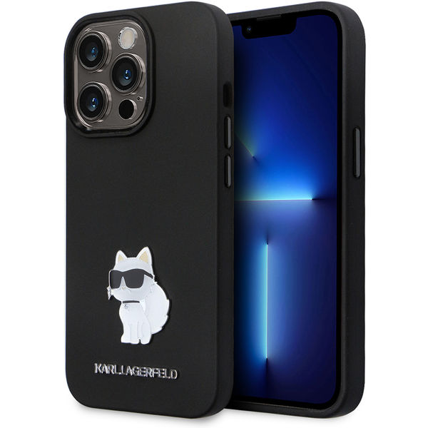 Karl Lagerfeld - Silicone (KLHCP14LSMHCNPK) - iPhone 14 Pro - Choupette Metal Pin