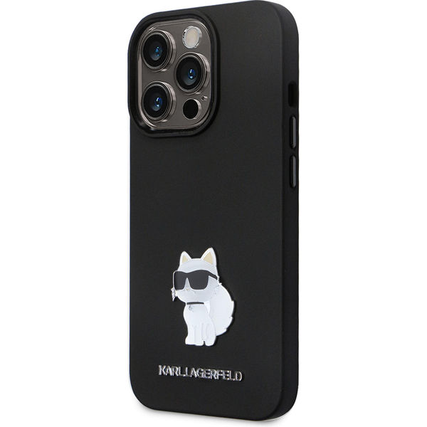 Karl Lagerfeld - Silicone (KLHCP14LSMHCNPK) - iPhone 14 Pro - Choupette Metal Pin
