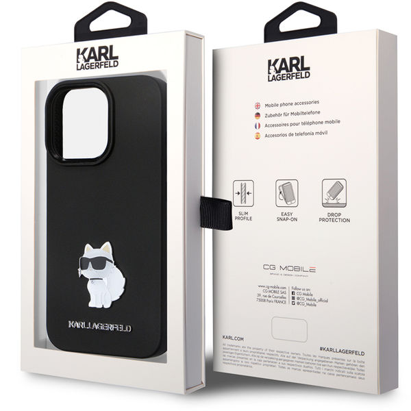 Karl Lagerfeld - Silicone (KLHCP14LSMHCNPK) - iPhone 14 Pro - Choupette Metal Pin
