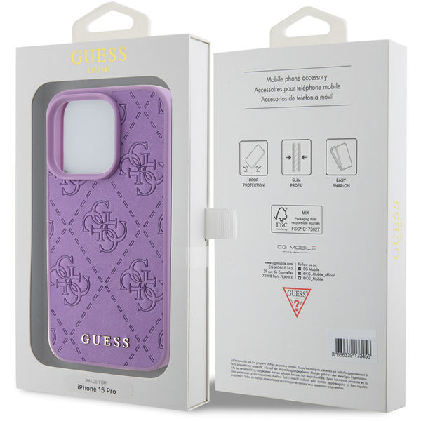 Guess - Leather 4G Stamped (GUHCP15XP4EPMU) - iPhone 15 Pro Max - Light Purple