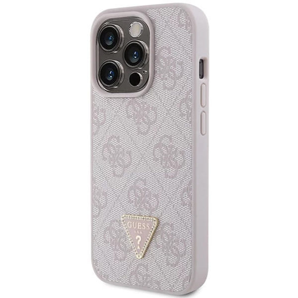 Guess - Leather 4G Triangle Strass (GUHCP15LP4TDPP) - iPhone 15 Pro - Pink
