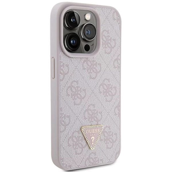 Guess - Leather 4G Triangle Strass (GUHCP15LP4TDPP) - iPhone 15 Pro - Pink