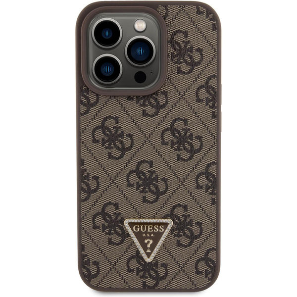 Guess - Leather 4G Triangle Strass (GUHCP15LP4TDPW) - iPhone 15 Pro - Brown