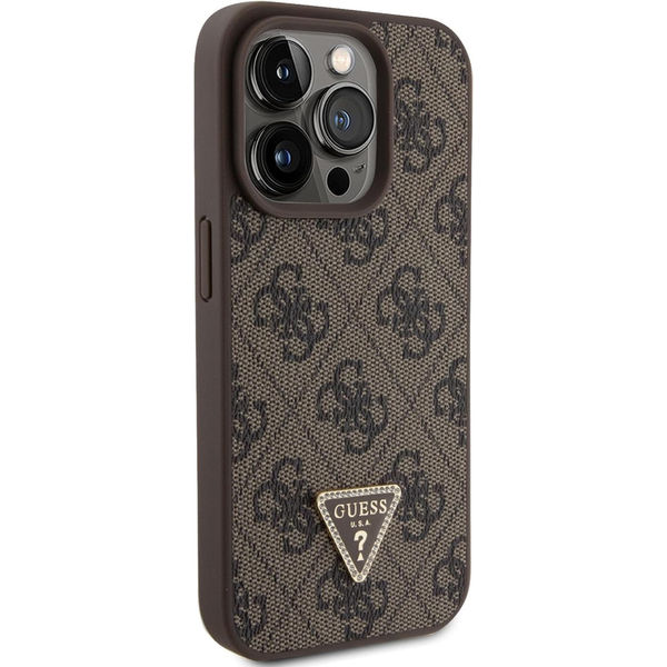 Guess - Leather 4G Triangle Strass (GUHCP15LP4TDPW) - iPhone 15 Pro - Brown