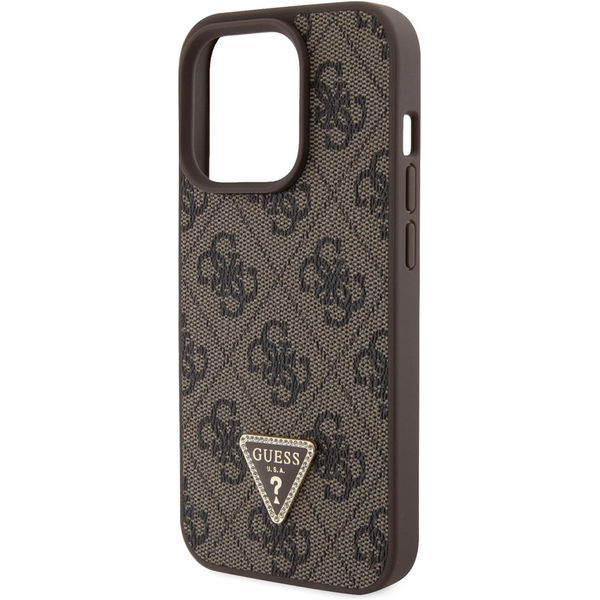 Guess - Leather 4G Triangle Strass (GUHCP15LP4TDPW) - iPhone 15 Pro - Brown