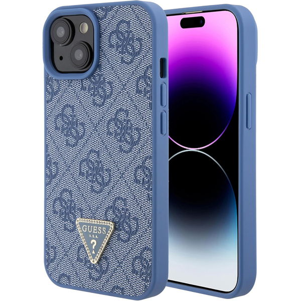 Guess - Leather 4G Triangle Strass (GUHCP15SP4TDPB) - iPhone 15 - Blue