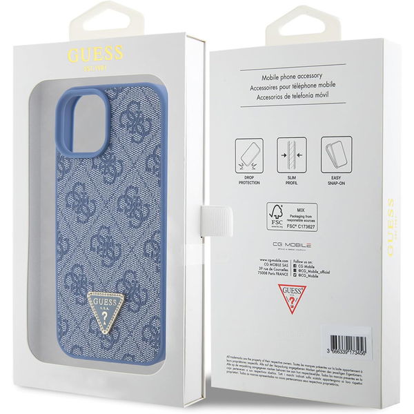 Guess - Leather 4G Triangle Strass (GUHCP15SP4TDPB) - iPhone 15 - Blue