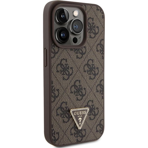 Guess - Leather 4G Triangle Strass (GUHCP15XP4TDPW) - iPhone 15 Pro Max - Brown