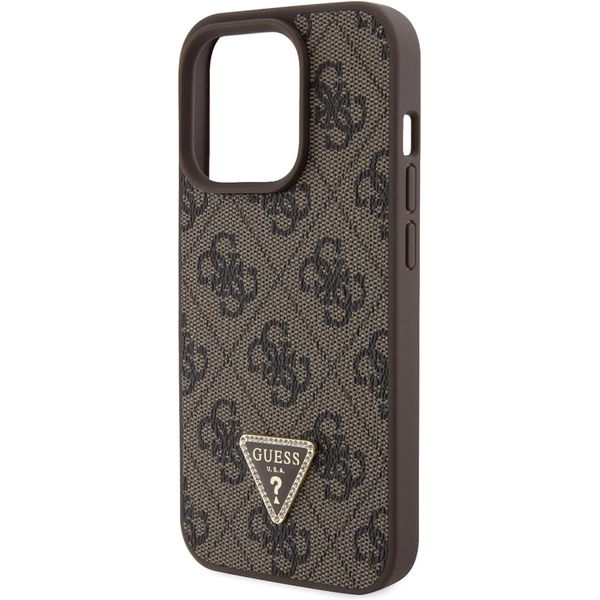 Guess - Leather 4G Triangle Strass (GUHCP15XP4TDPW) - iPhone 15 Pro Max - Brown