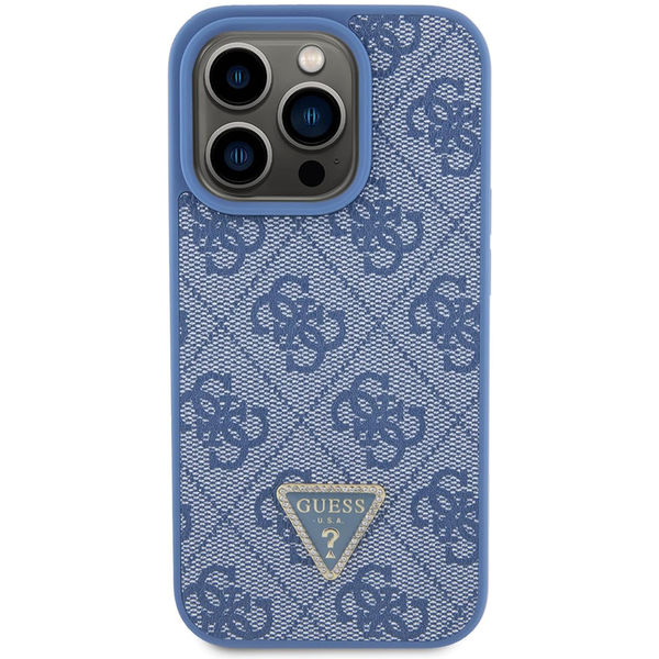Guess - Leather 4G Triangle Strass (GUHCP15XP4TDPB) - iPhone 15 Pro Max - Blue