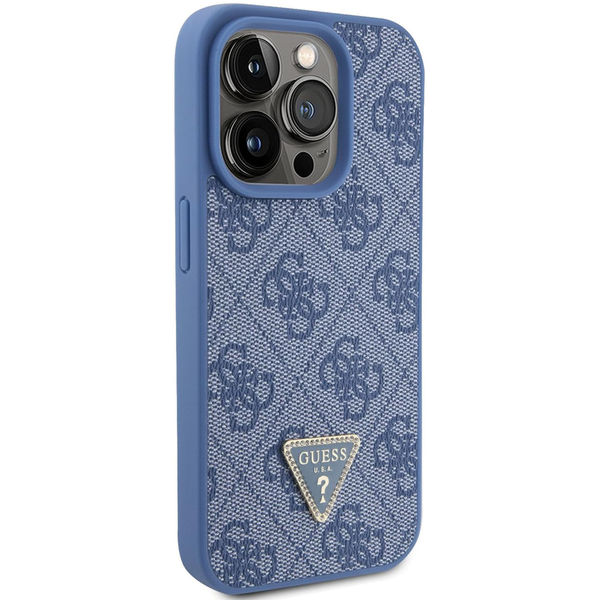 Guess - Leather 4G Triangle Strass (GUHCP15XP4TDPB) - iPhone 15 Pro Max - Blue