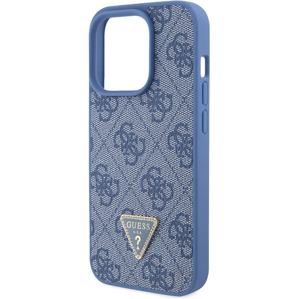 Guess - Leather 4G Triangle Strass (GUHCP15XP4TDPB) - iPhone 15 Pro Max - Blue