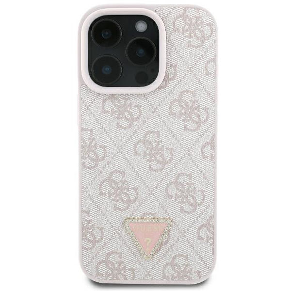 Guess - Leather 4G Triangle Strass (GUHCP16LP4TDPP) - iPhone 16 Pro - Pink