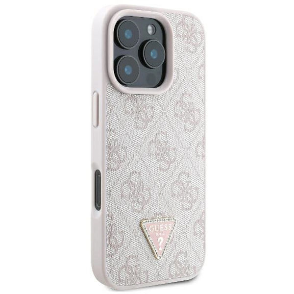Guess - Leather 4G Triangle Strass (GUHCP16LP4TDPP) - iPhone 16 Pro - Pink