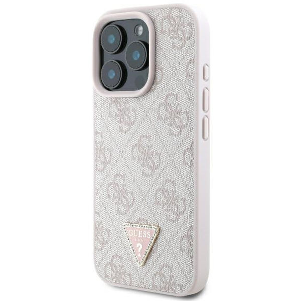 Guess - Leather 4G Triangle Strass (GUHCP16LP4TDPP) - iPhone 16 Pro - Pink