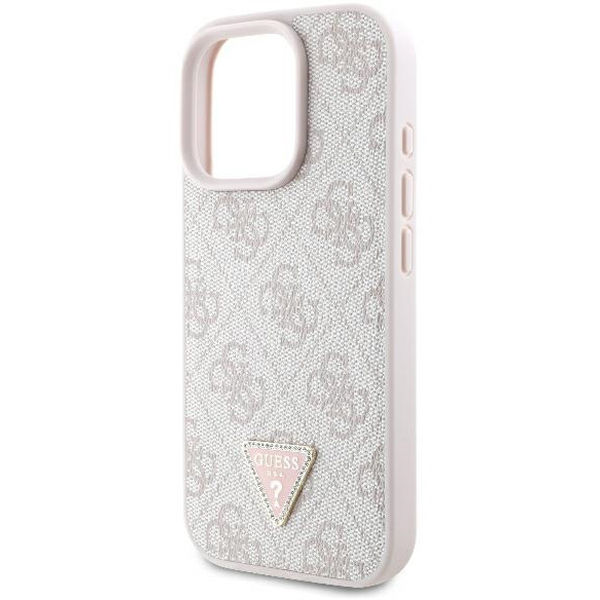 Guess - Leather 4G Triangle Strass (GUHCP16LP4TDPP) - iPhone 16 Pro - Pink