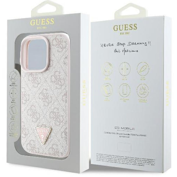 Guess - Leather 4G Triangle Strass (GUHCP16LP4TDPP) - iPhone 16 Pro - Pink
