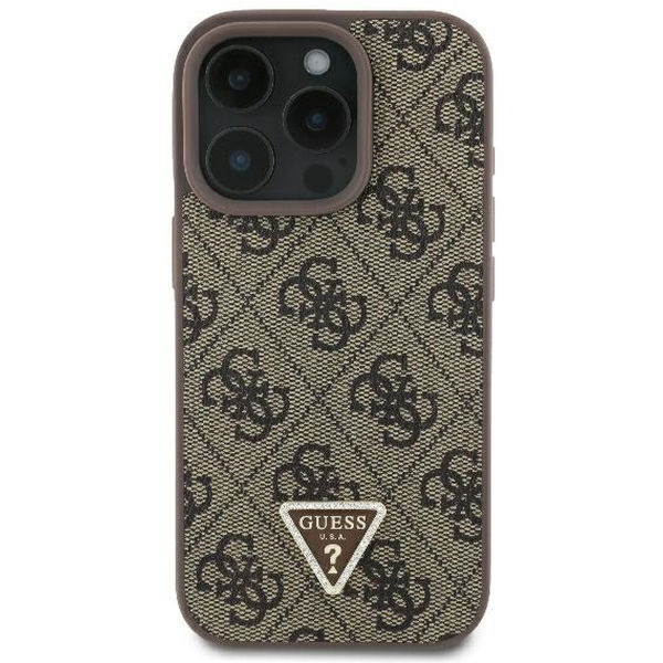 Guess - Leather 4G Triangle Strass (GUHCP16LP4TDPW) - iPhone 16 Pro - Brown