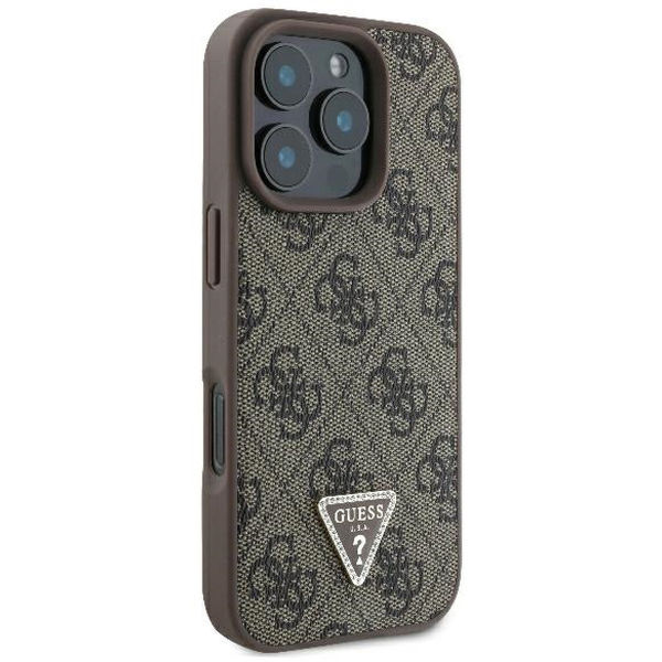 Guess - Leather 4G Triangle Strass (GUHCP16LP4TDPW) - iPhone 16 Pro - Brown