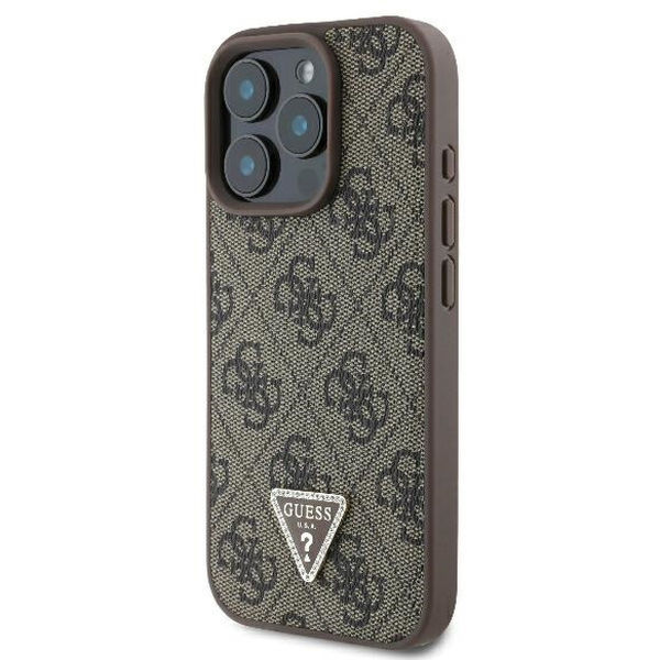 Guess - Leather 4G Triangle Strass (GUHCP16LP4TDPW) - iPhone 16 Pro - Brown
