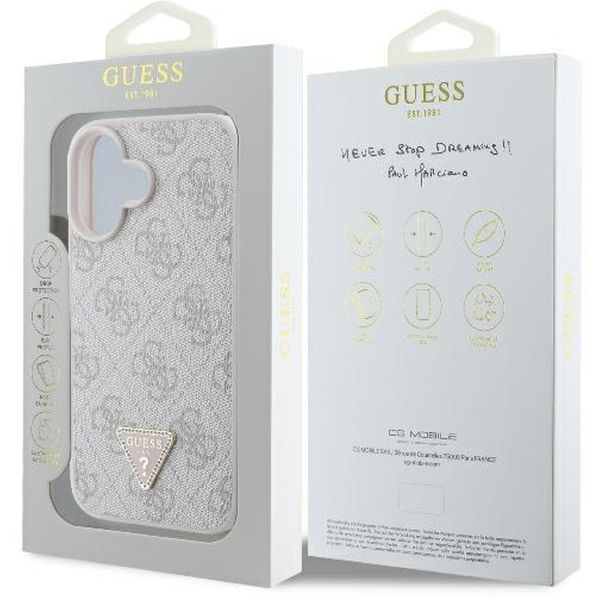 Guess - Leather 4G Triangle Strass (GUHCP16SP4TDPP) - iPhone 16 - Pink