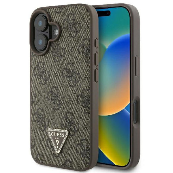 Guess - Leather 4G Triangle Strass (GUHCP16SP4TDPW) - iPhone 16 - Brown