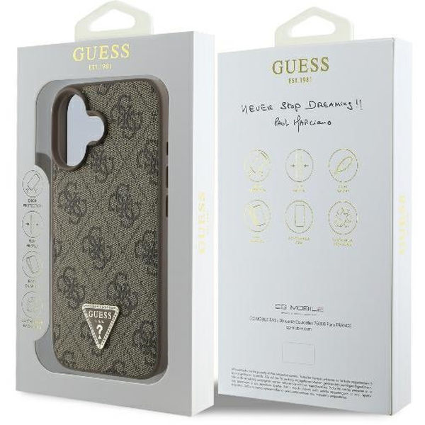 Guess - Leather 4G Triangle Strass (GUHCP16SP4TDPW) - iPhone 16 - Brown