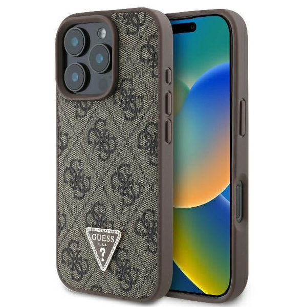 Guess - Leather 4G Triangle Strass (GUHCP16XP4TDPW) - iPhone 16 Pro Max - Brown