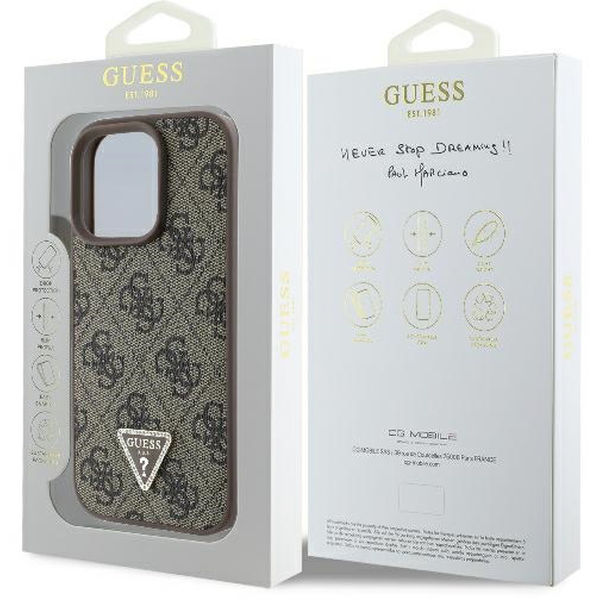 Guess - Leather 4G Triangle Strass (GUHCP16XP4TDPW) - iPhone 16 Pro Max - Brown