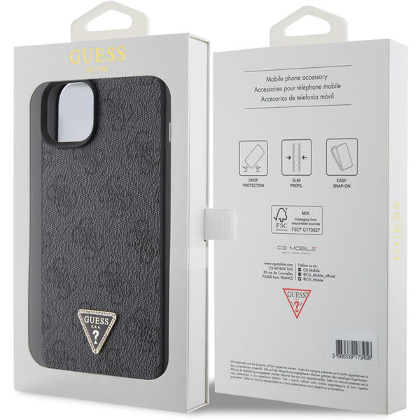 Guess - Leather 4G Diamond Triangle (GUHCP15SP4TDPK) - iPhone 15 - Black