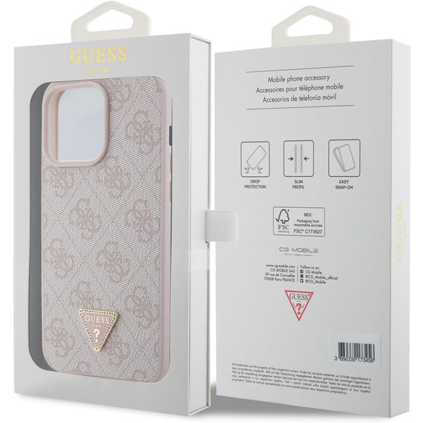 Guess - Leather 4G Diamond Triangle (GUHCP15XP4TDPP) - iPhone 15 Pro Max - Pink