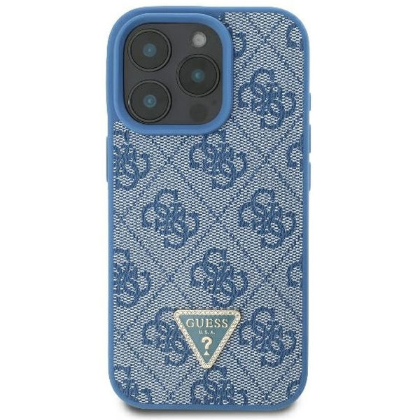 Guess - Leather Metal Logo Strass Crossbody (GUHCP16LP4TDSCPB) - iPhone 16 Pro - Blue
