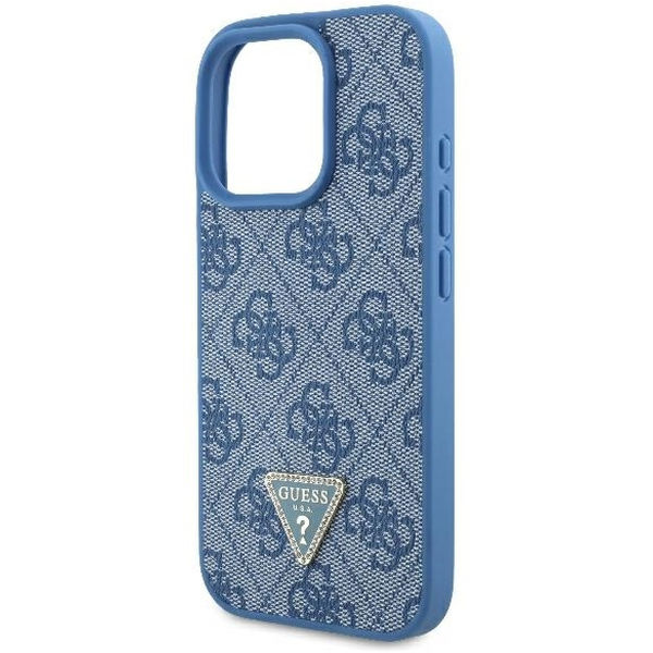 Guess - Leather Metal Logo Strass Crossbody (GUHCP16LP4TDSCPB) - iPhone 16 Pro - Blue