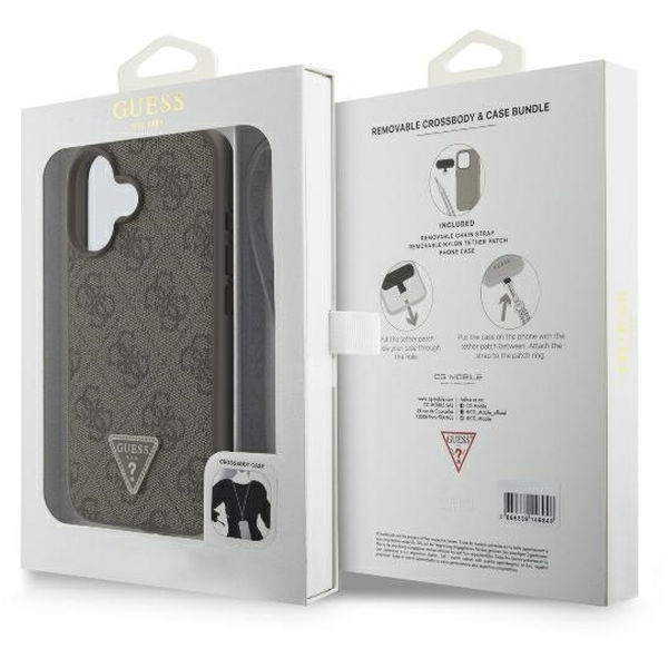 Guess - Leather Metal Logo Strass Crossbody (GUHCP16SP4TDSCPW) - iPhone 16 - Brown