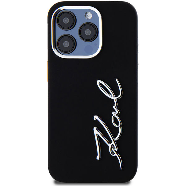 Karl Lagerfeld - Silicone (KLHCP15LSCMSMVK) - iPhone 15 Pro - Metal Script Logo
