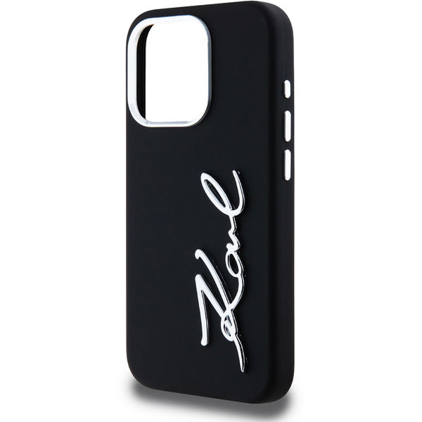 Karl Lagerfeld - Silicone (KLHCP15LSCMSMVK) - iPhone 15 Pro - Metal Script Logo