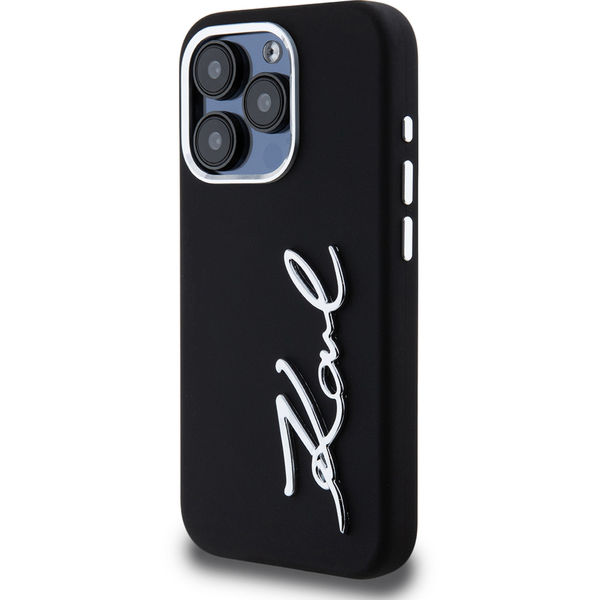Karl Lagerfeld - Silicone (KLHCP15LSCMSMVK) - iPhone 15 Pro - Metal Script Logo