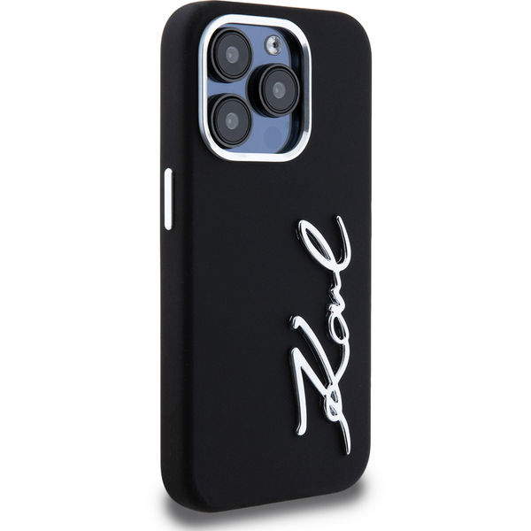 Karl Lagerfeld - Silicone (KLHCP15LSCMSMVK) - iPhone 15 Pro - Metal Script Logo