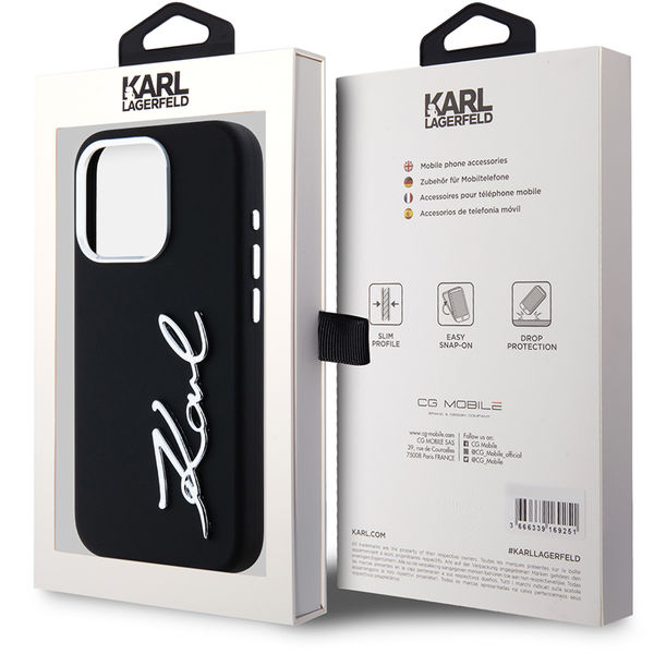 Karl Lagerfeld - Silicone (KLHCP15LSCMSMVK) - iPhone 15 Pro - Metal Script Logo